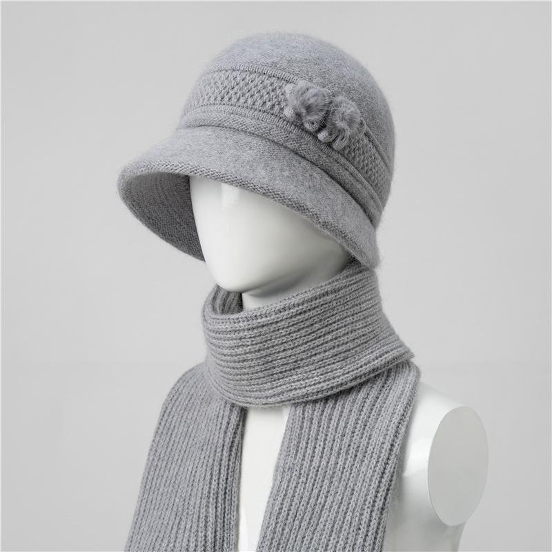 Hat Female Mother Day Thickened Thermal Hat Grandmother Old Lady Rabbit Wool Knitted Hat Cold Proof