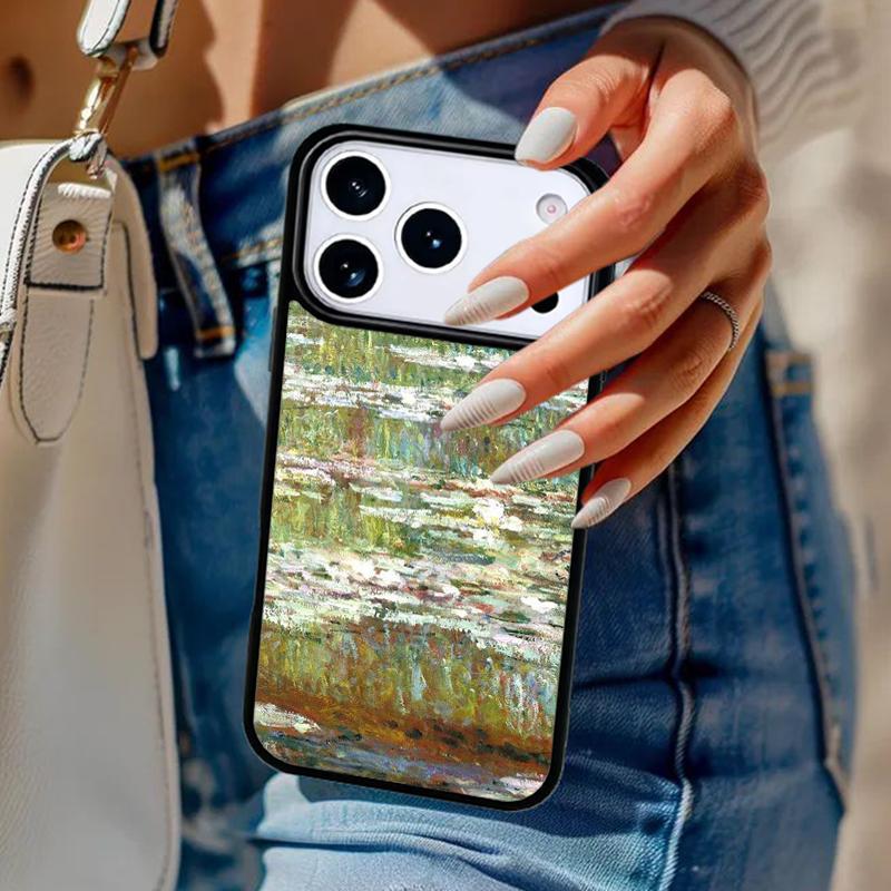 Monet Garden Lotus Phone Case For iPhone 17 Air 14 15 13 12 Max Cover For Apple 16e 11 Pro Max Plus Coque