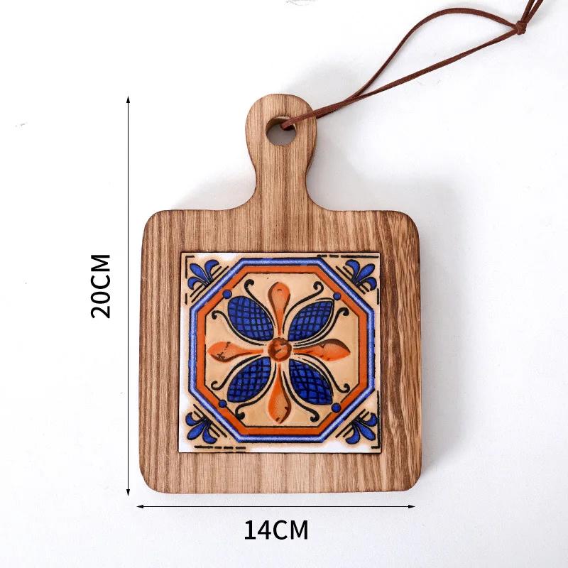 

High Heat Resistant Vintage Floral Table Mats - Kitchen Wooden Set Synthetic Cover Material Practical Dining Heat-Resistant Mats 20X14CM