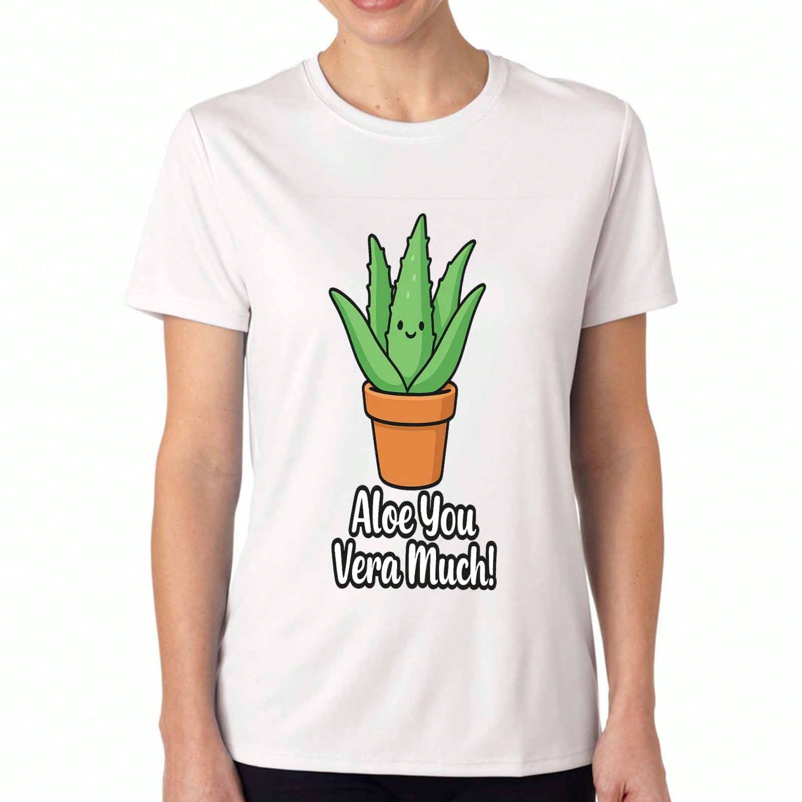 Aloe Vera Plant unisex s Cotton T Shirt, Pure Cotton Premium Print, Durable, Casual And Fashionable. Adorable Aloe You Vera Much Graphic Tee, Perfect S разноцветный