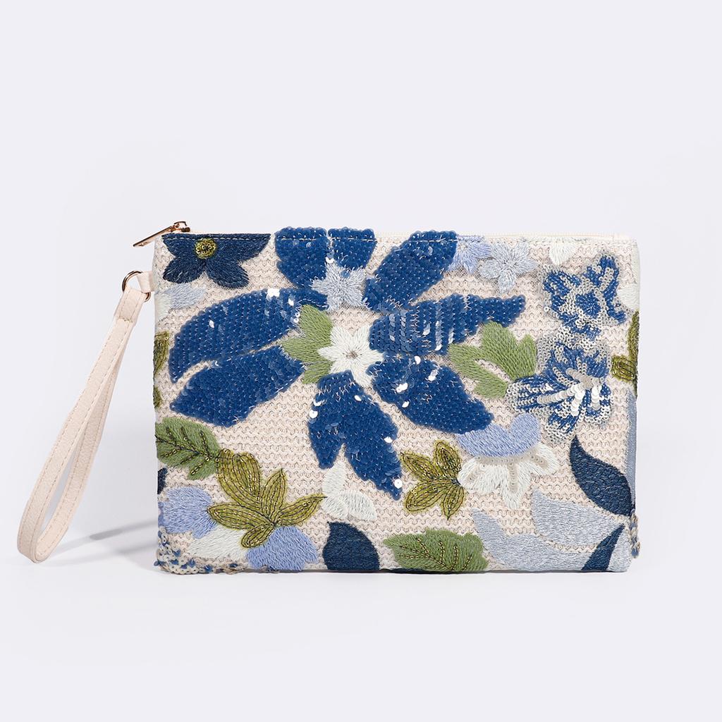 High-end Sequined Woven Dinner Bag New Embroidery Clutch Bag Summer Niche Straw Woven Bag Fashion Women's Envelope Bag