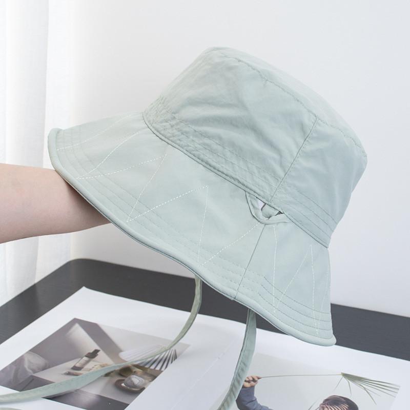 Summer Mesh Drawstring Fisherman Hat With Sun Protection For Women