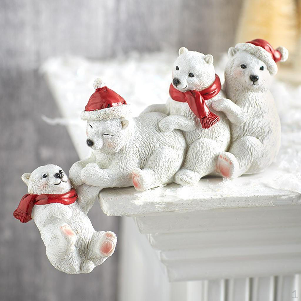 Christmas Miniature Figurines Desktop Decoration Decor White Bear