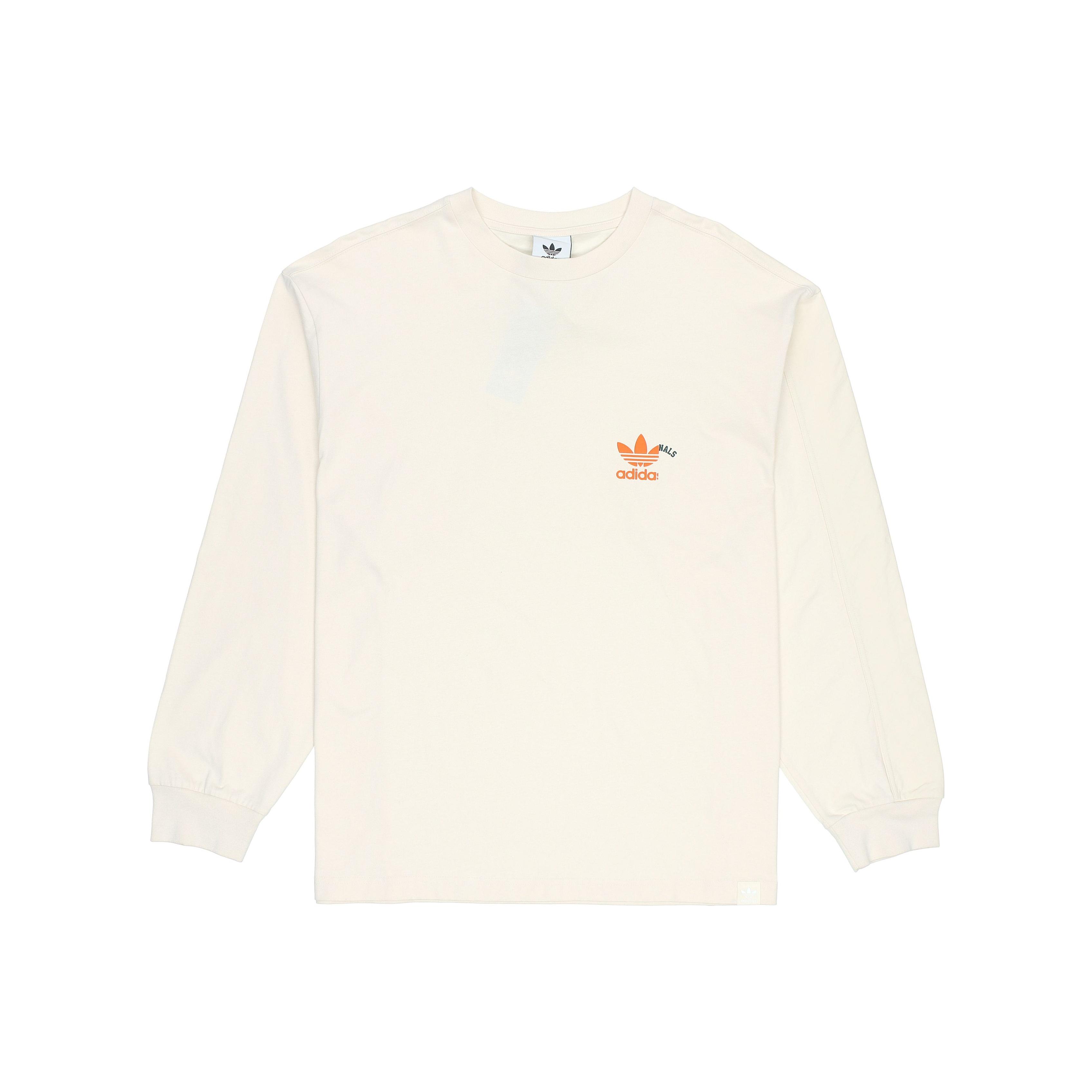 Adidas Originals Trefoil Logo Твердая футболка с круглым вырезом и длинными рукавами Мужские топы Бежевый HC0355 M