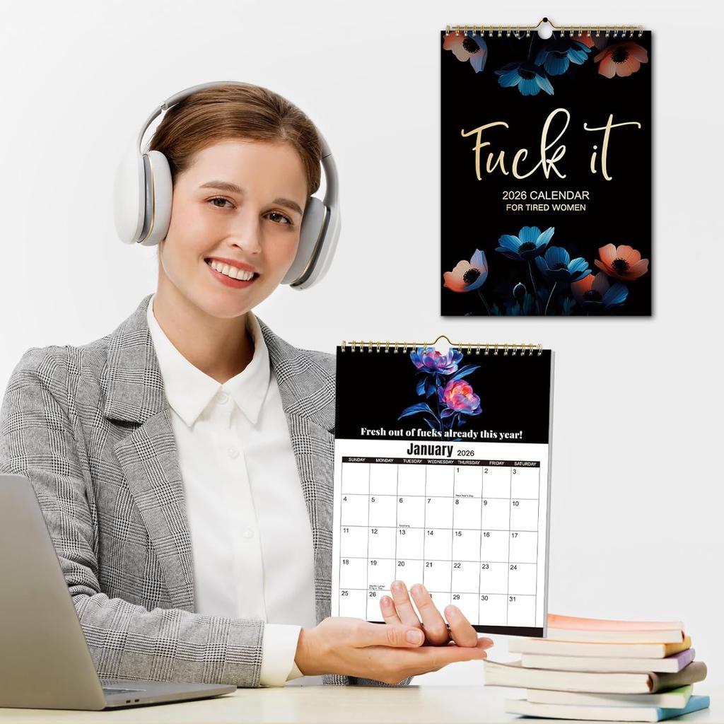 Fuck It Calendar 2026 Calendar For Tired Women,Funny Monthly Calendar Gag Gift for Womens,Funny party gift Home Office Wall Calendar,Tired Ladies