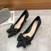 Fashion Office With Bow Off White Women's Shoes Leather Casual Wholesale Non Slip High Quality Fashion Chic Point Footwear Ladies Pumps
