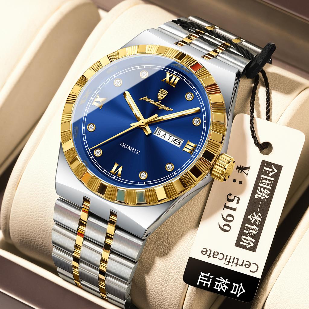 Men'S Watch Double Calendar Slim Quartz Watch