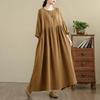 Long sleeve plus size cotton vintage new in dresses for women casual loose spring autumn dress