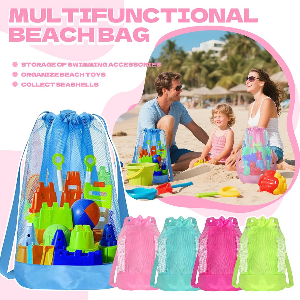 Beach Bag Large, Sand Away Drawstring Beach Backpack, Toys Balls Storage Bags Packs For Pool,Beach, Shells Collecting Beach Bags For Kids