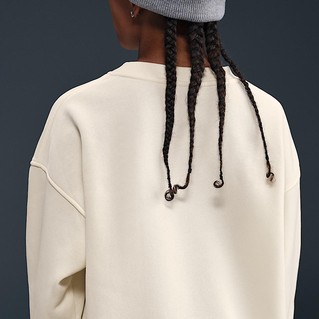 Nike Sweatshirt Solid Color Crew Neck Long Sleeve Kids Tops White FD2923-047