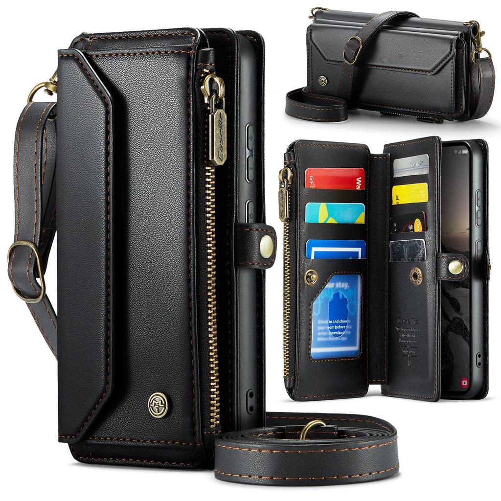 CaseMe Crossbody Wallet Case For Samsung Galaxy S26/S26+/S26 Ultra Zipper Wrise Multi-functional Flip PU Leather Card Holder Cover Protectives Skins