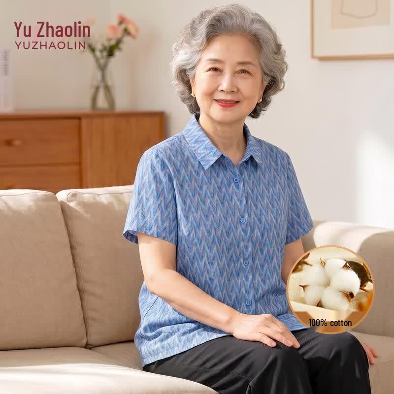 Yuzhaolin Women s Pure Cotton Short Sleeve Casual Shirt XL