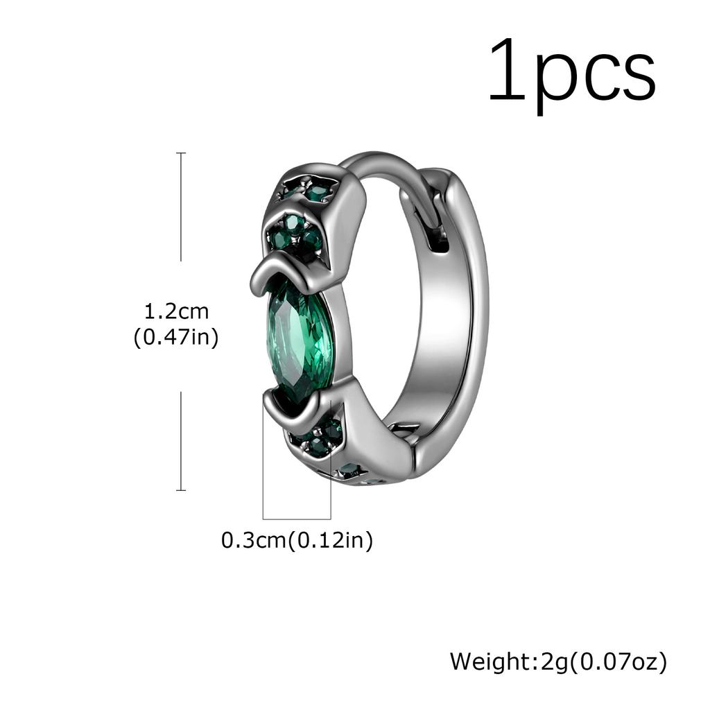 Stylish Green Zircon Minimal Hoop Earrings for Men, Vintage Small Huggie Earrings, Hypoallergenic Piercing Jewelry