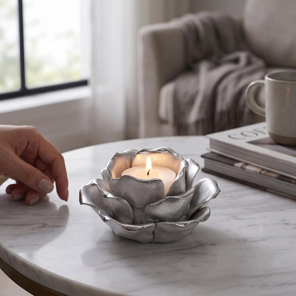 Flower Tealight Candle Holder Decorative Candlestick Stand Table Decor for Home Wedding Party