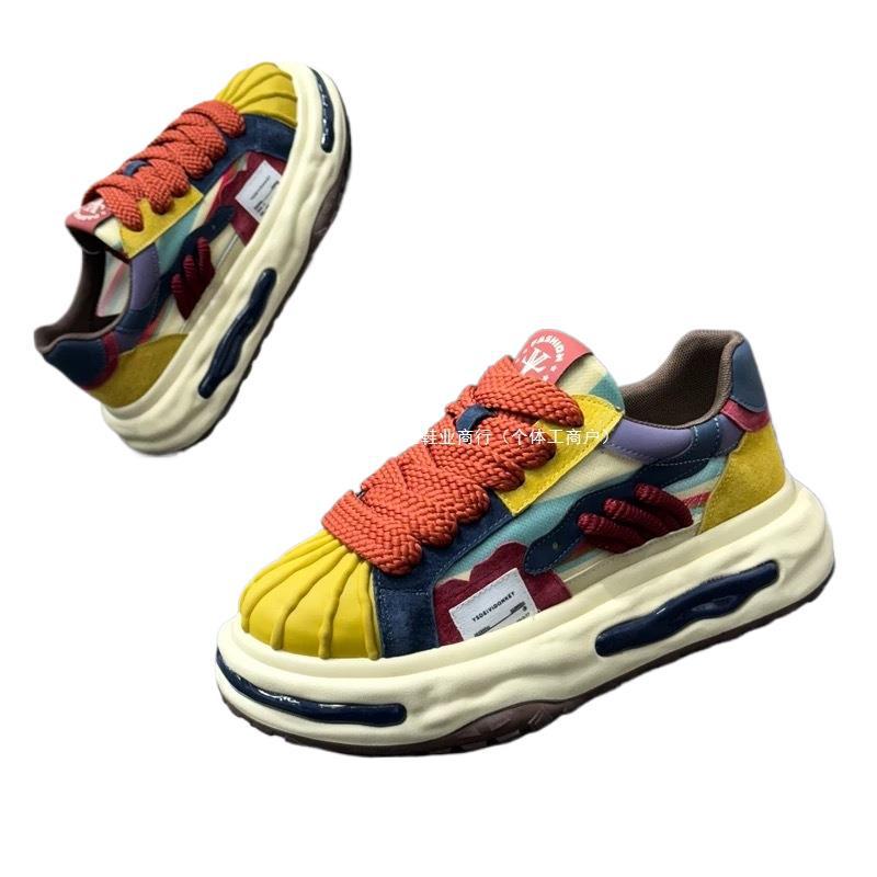 Breathable Youth Autumn Men's Trendy Thick-Soled Casual Skate Shoes with Shell Toe