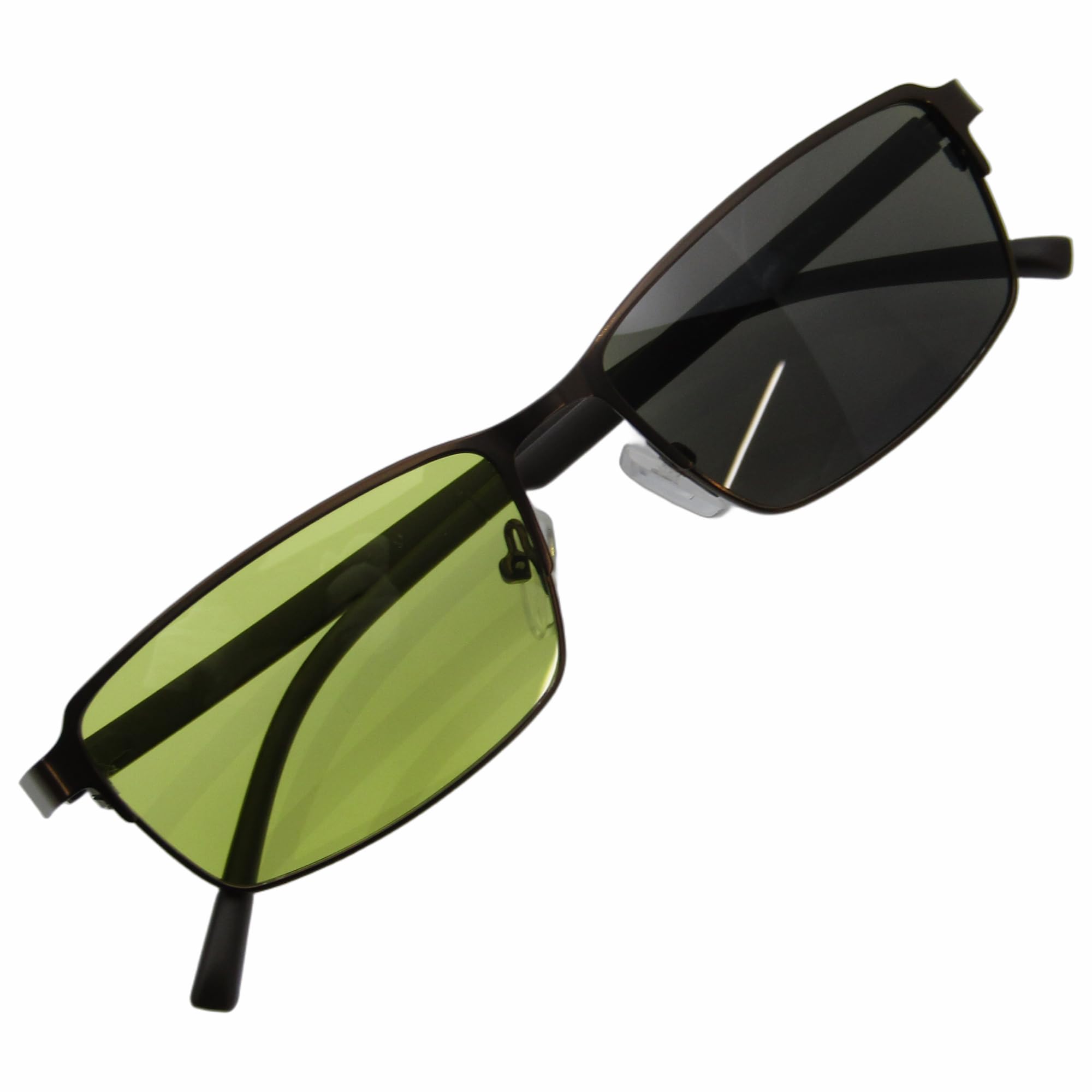 [KKD] Color-Changing Polarized Photochromic Sunglasses, Metal Square, Lightweight, UV Protection 8726 (Brown Polarized Photochromic YellowSmoke)