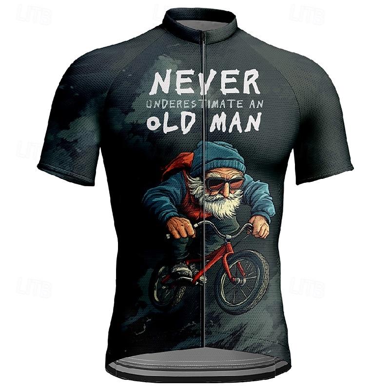 Herren Radtrikot Design Unterschätze nie den alten Hasen Kurzarm Rad-T-Shirt Mountainbike MTB Feuchtigkeitstransportierend Atmungsaktiv Sportbekleidung