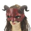 1 Piece Horns Devil Half Face Pu Mask Halloween Demon Mask Party Cosplay Horror Monster Masquerade Scary Haunted House Props