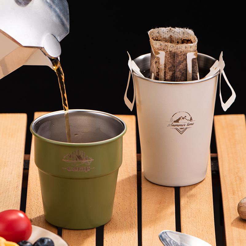 1PCS Camping Tableware Stainless Steel Outdoor Cup Portable Mug for Hiking Picnic Travel Lightweight Unbreakable Drinking Cup