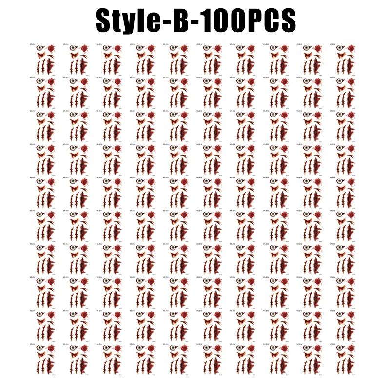 Halloween Waterproof Temporary Tattoo Stickers Sexy Bloody Makeup Zombie Scar Tattoo Decoration Wound Horror Blood Sticker