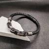 Men's Handmade Leather Bracelet with Stainless Steel Snap Button
