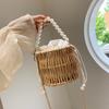 Women Small Straw Bucket Bag Tote Summer Rattan Woven Crossbody Bags For Women Ladies Beach Clutch Hand Bag