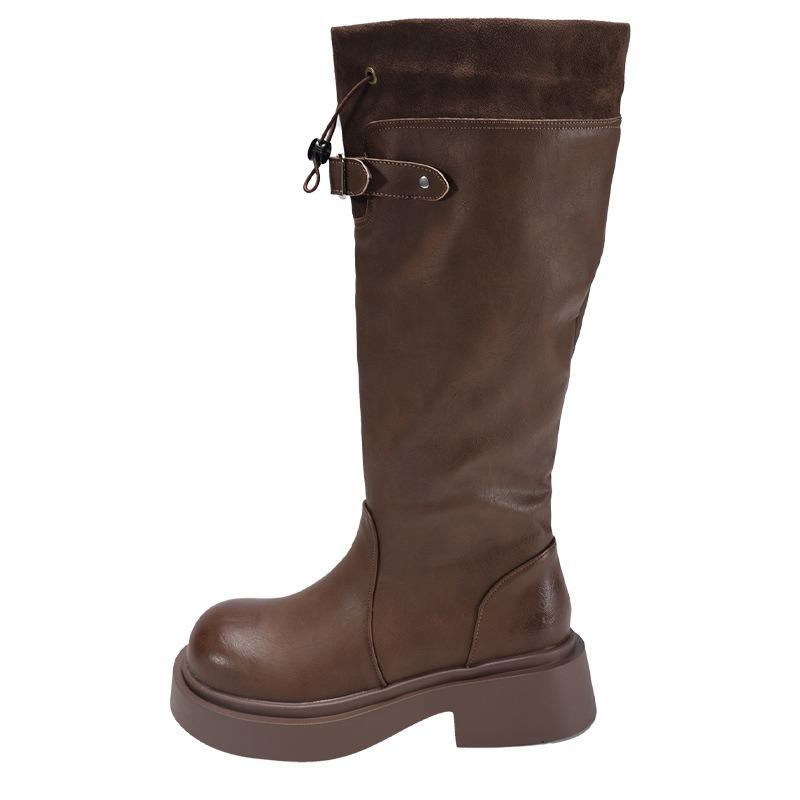 Autumn and winter new muffin bottom round head fashion casual long women's boots tide