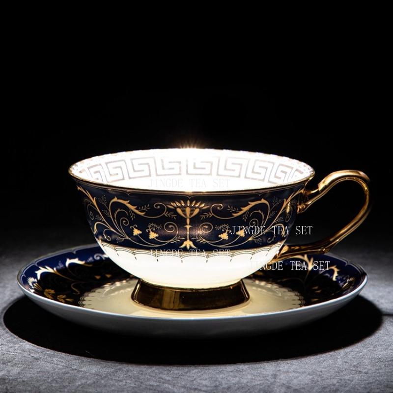 Bone China Coffee Cup Set Ceramic European Style Cups and Plates High End Afternoon Tea Set Gouteng Flower Coffee Cup Plate