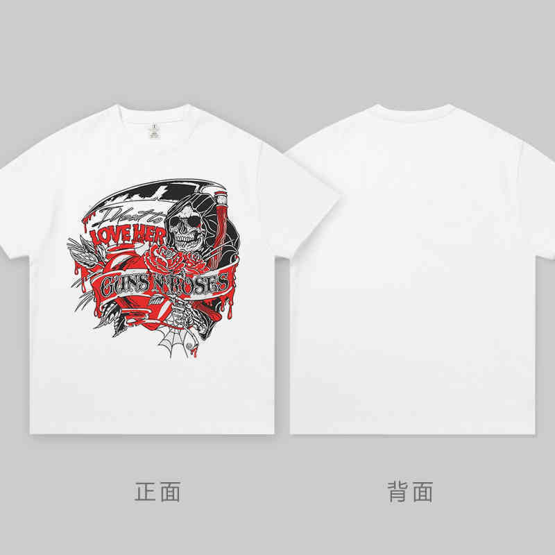 Guns N Roses Hip Hop Summer Street Rap Sports Street Dance Casual Fitness Men's Short Sleeve T-shirt Top Girls' T-shirt Harajuku
