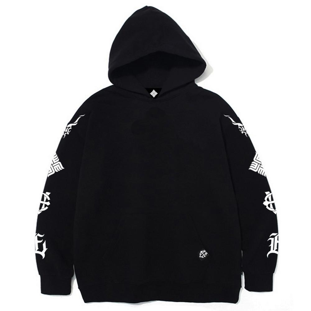 Ev 4 Emblem French Terry Oversized Hoodie (Black)