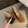 Fashion SUOJIALUN 2025 Spring New Brand Women Flat Shoes Fashion Round Toe Ladies Elegant Boat Shoes Soft Flat Heel Dress Mary Jane Shoe