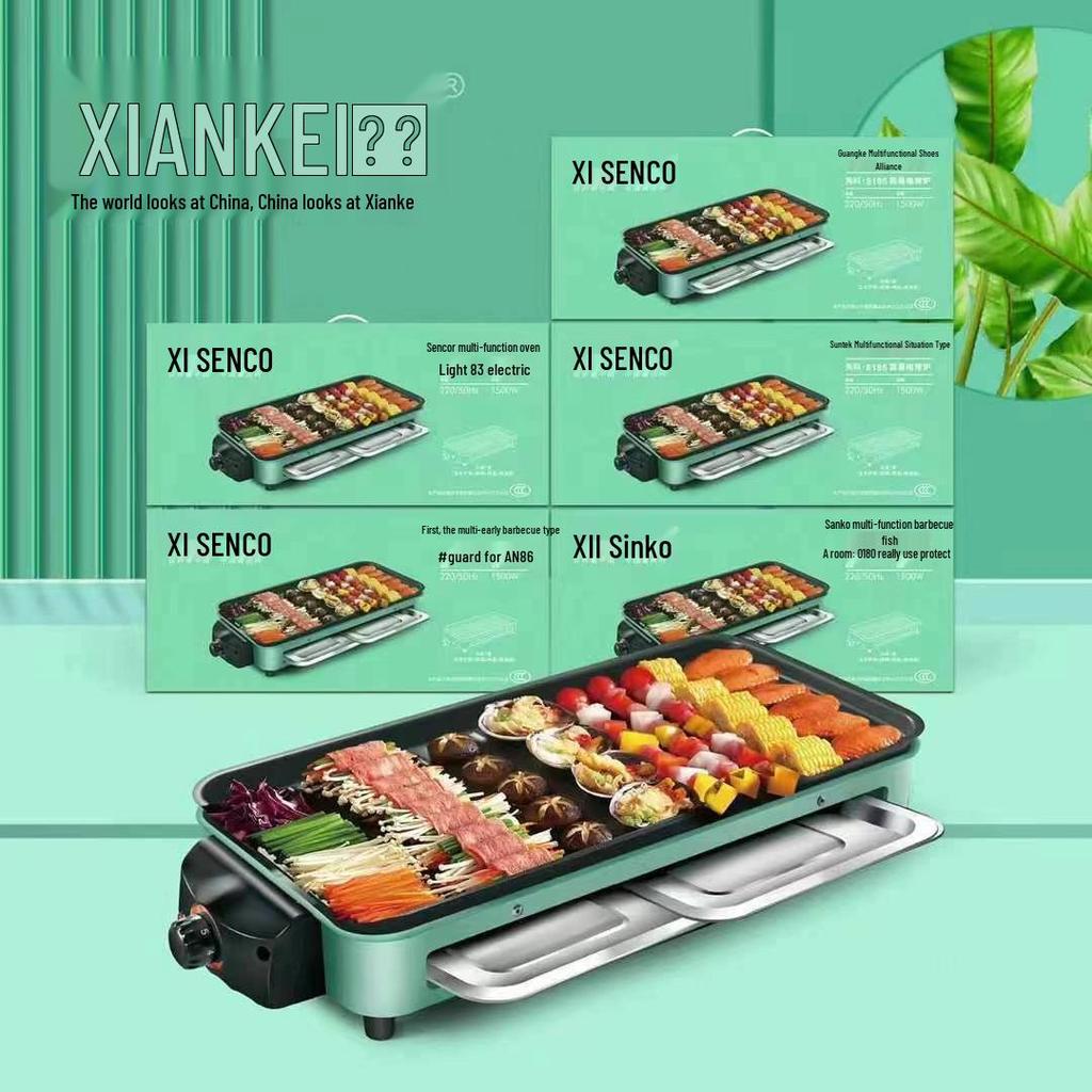 Electric Smokeless Non-stick BBQ Grill for Indoor/Outdoor Use