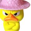 Angry Little Yellow Duck Figurine 4Pcs 3D Printed Figurines, Mini Grumpy with Straw Hat, Compact Ornament for Monitor Stand Cute Cross-Arms