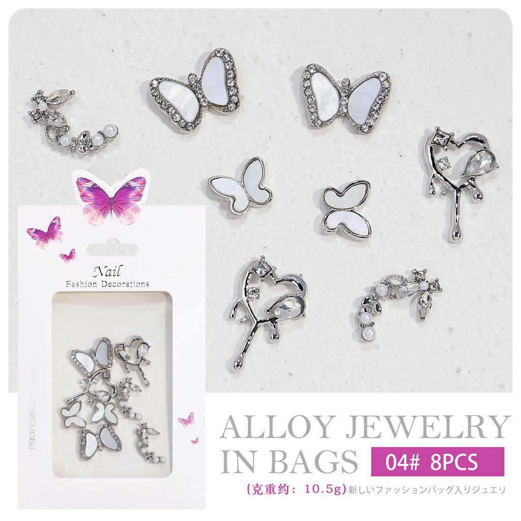 Nail Art Japanese Nail Art Xiaoxiangfeng Love Bow Chain Alloy Nail Art Jewelry