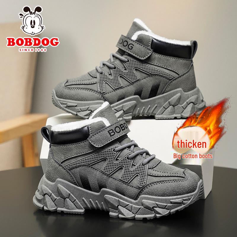 Bobodou Boys  High-Top Winter Snow Boots - Velvet Lined, Non-Slip Casual Sneakers for Big Kids Size 38 / 24cm