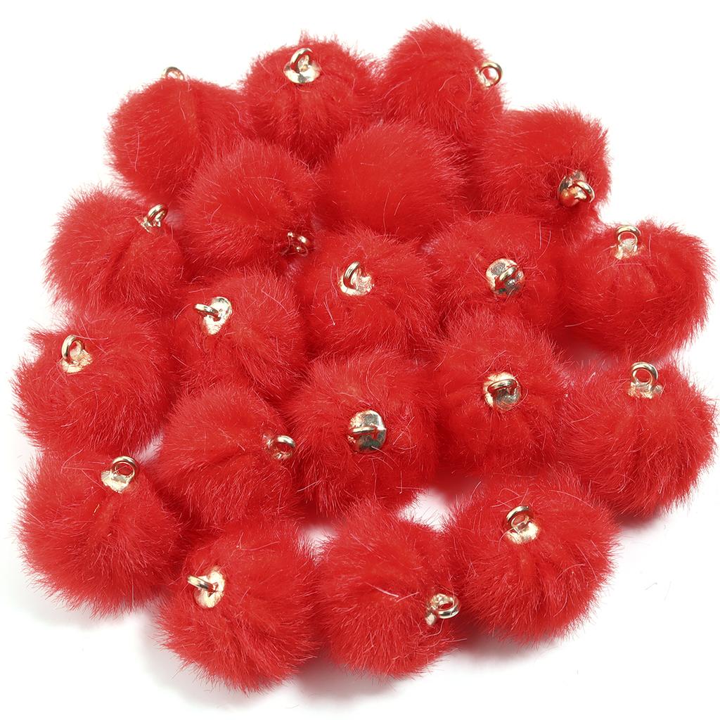 20pcs 16mm Plush Fur Covered Ball Beads Charms Cute Pompom Charms For Jewelry Making DIY Bracelets Necklace Earrings Accessories