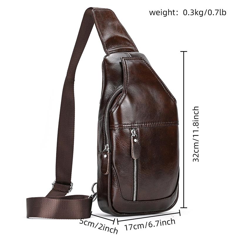 Chest Pack Casual Chest Bag Men Leather Chest Packs Mini Sling Bag Of Male Genuine Leather Crossbody Bag Single Shoulder Men Bag