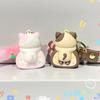 Cute Cat Cake Roll Key Chain Kawaii Kitty Keyring Cat Doll Keyring Schoolbag Pendant Accessories
