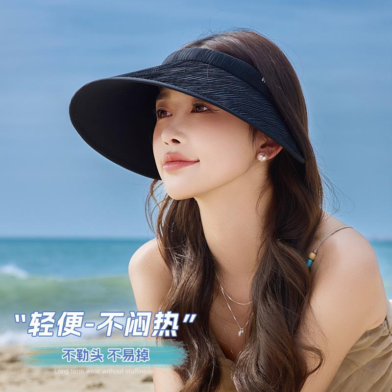 Hat Female Face Covering UV Protection Large Brim Summer Empty Top Breathable Sunshade Sunscreen Hat Shows Small Face