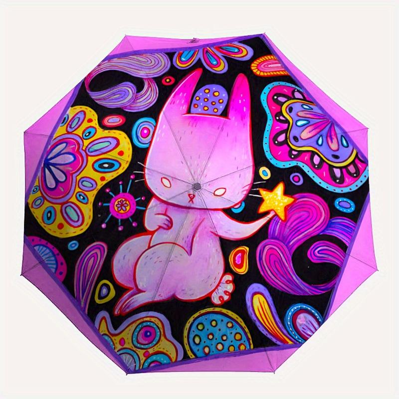 

1pc Pink Bunny Automatic Opening/closing Umbrella with Auto Open/Close, Perfect Gift for Friends, Durable Plastic Handle yy250801142