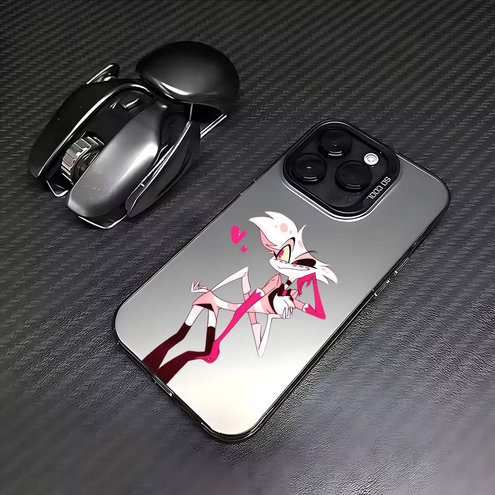 

H-Hazbin H-Hotel Angel Dust Colorful Silver Back Phone Case For IPhone 17 16 15 14 13 12 11 Plus Pro Max Plus iPhone12PROMAX