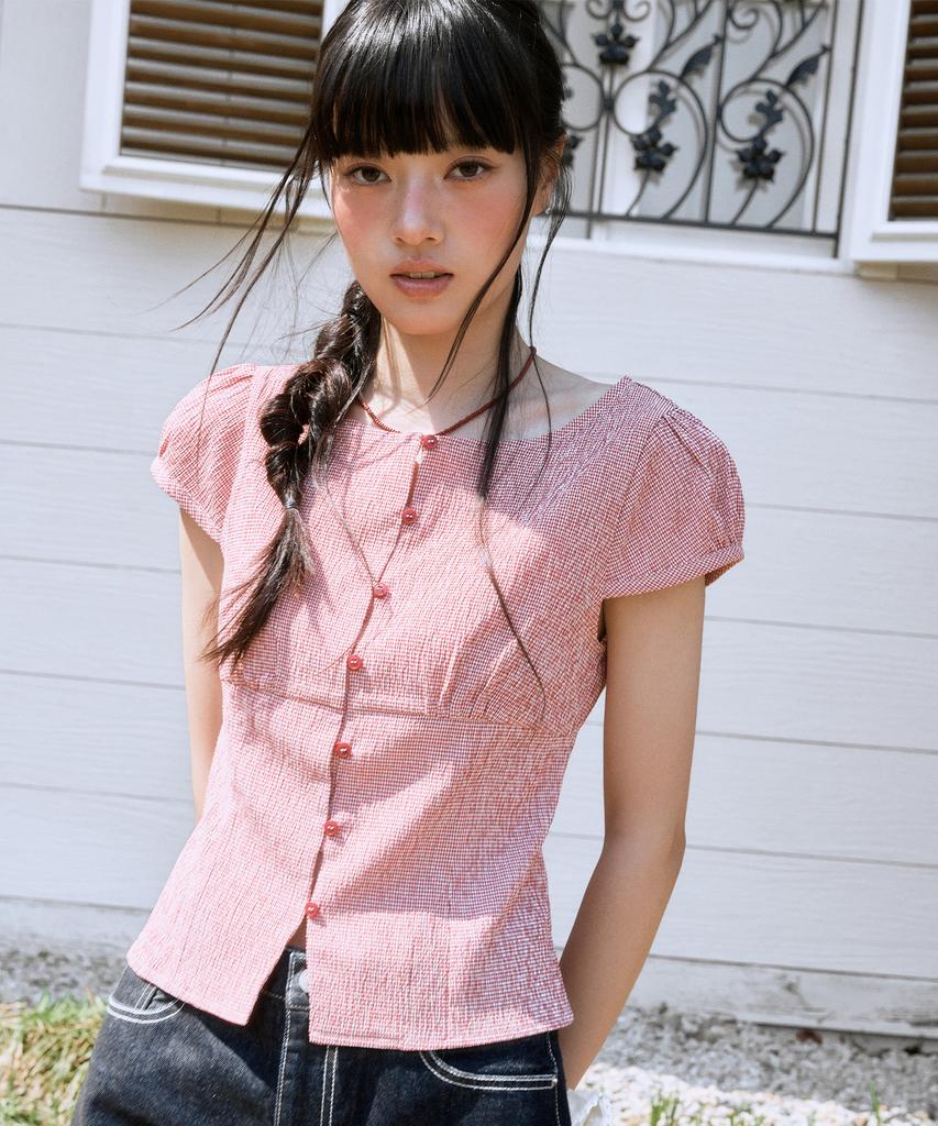 MIXXO Gingham Check Blouse_Miwbwg629G