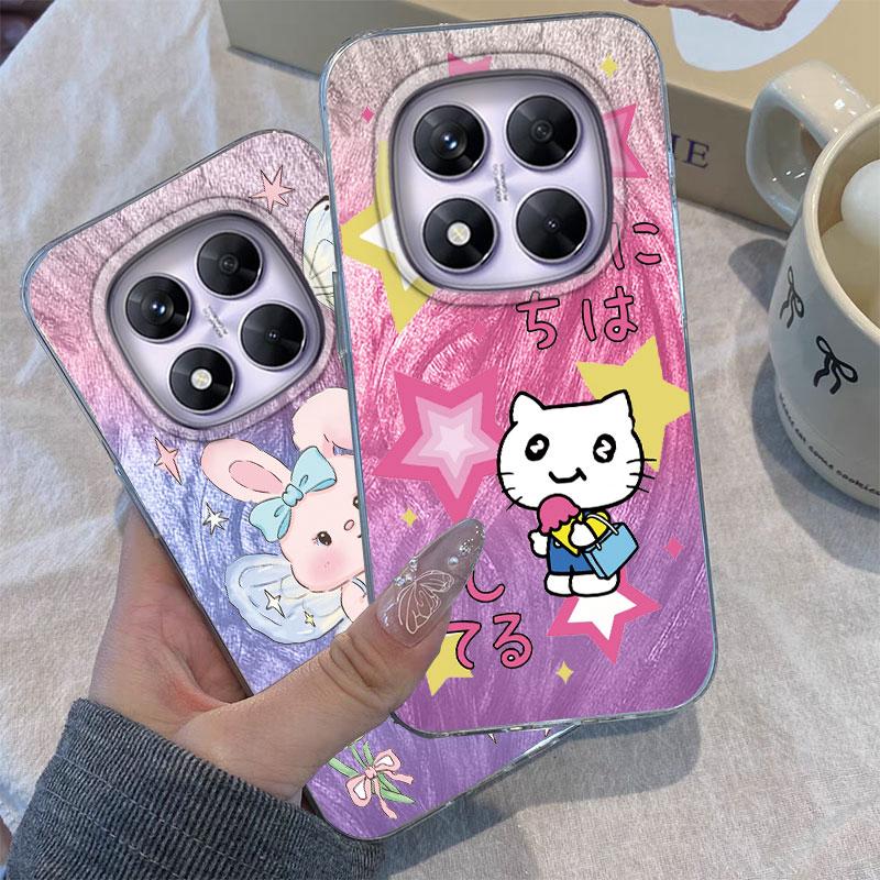 For Redmi 14C A3 13C Note 13 14S 14 Pro Plus 5G 15 15C Women Phone Case Cartoon Cat Panda Pattern Popular Fashion Bumper Shells