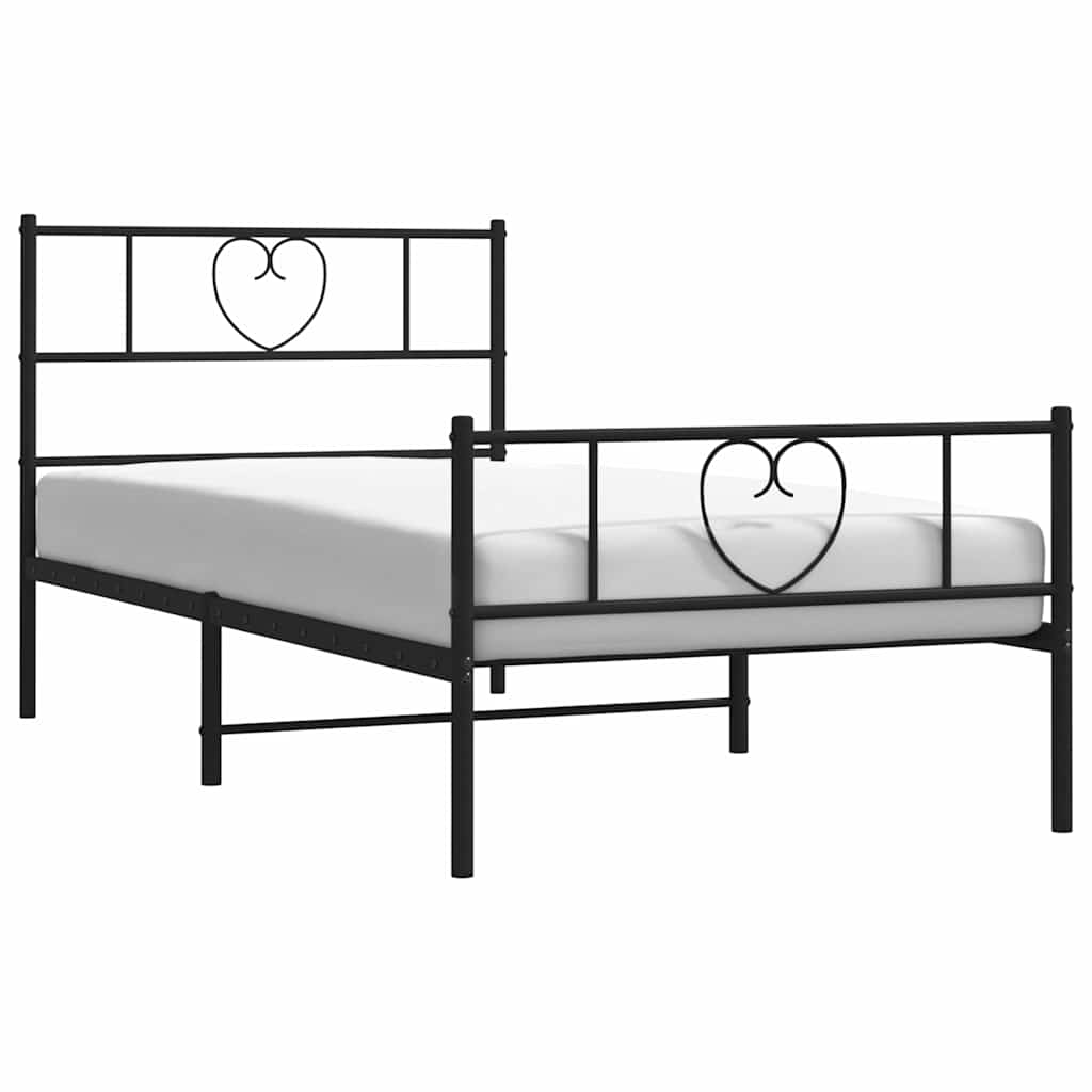 Vidaxl Struttura Letto in Metallo con Testiera e Pediera, Nera, 100X190Cm