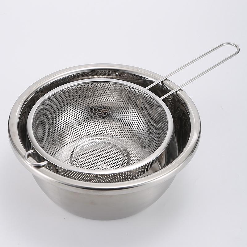 Stainless Steel Single Handle Fine Mesh Rice and Vegetable Washing Sieve Basket