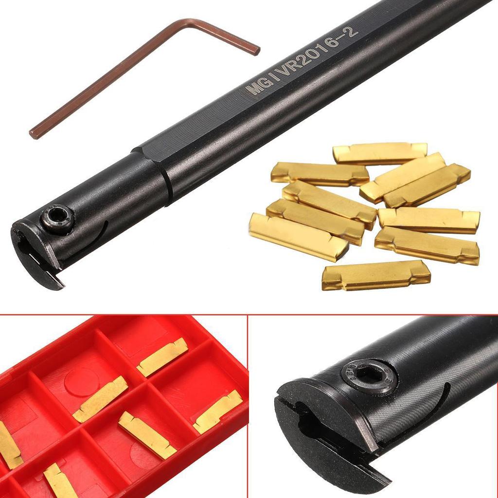 10 Stück MGMN200 Hartmetall-Einsatz + MGIVR2016-2 Drehwerkzeug-Bohrstangenhalter