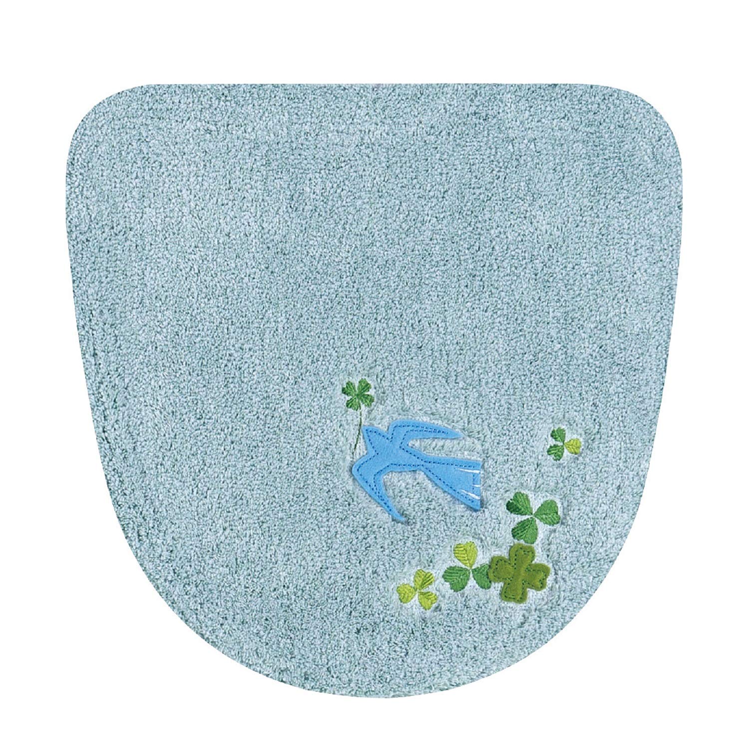 

Senko Bird Toilet Lid Cover, Light Blue, with Embroidered Lucky Motifs, 13660