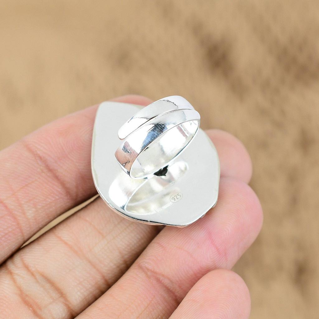Mothers day Sale Oval Natural Labradorite 925 Silver Daughter Promise New Ring