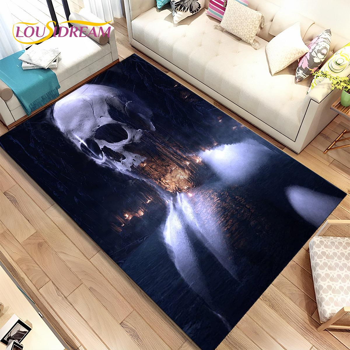 

3D Готический Ужас Призрак Череп Коврик, ковер для дома Гостиная Спальня Диван Коврик Кухонный Декор, детские игры Нескользящий напольный коврик 40x60cm(15x23in)
