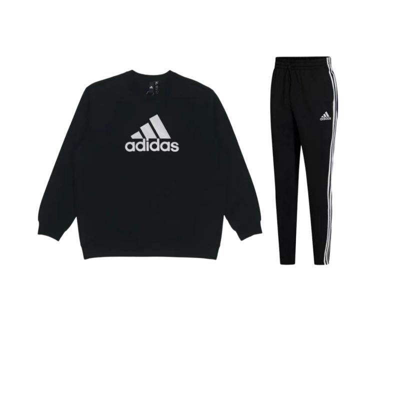 

Adidas Logo Print Crew Neck Pullover Long Sleeve Sweatshirt American Vintage Drawstring Pants Casual Sports Set Men Sweatshirt, Pants GK8995+-HM2960 S